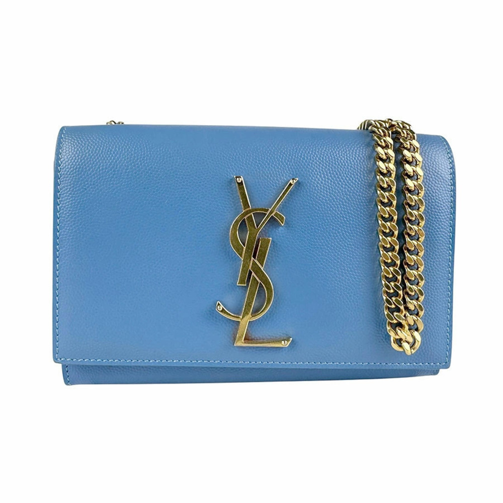 Saint Laurent Kate Monogram Shoulder Bag blue leather